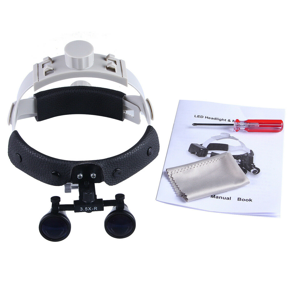 3.5X Dental Headband Medical Binocular Loupes Magnifier + LED Headlight