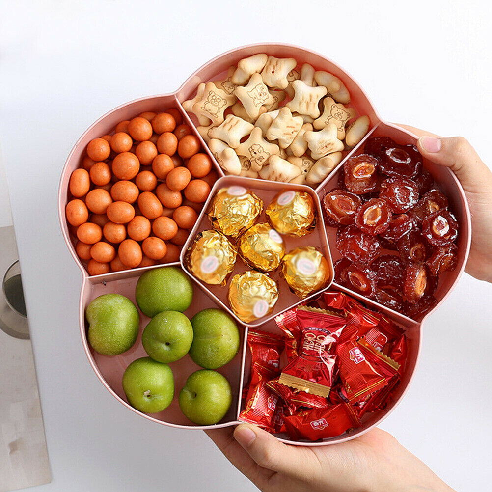 Flower Shape Snack Platter Tray Storage Box with Lid for Nut Candy Dried Fruits