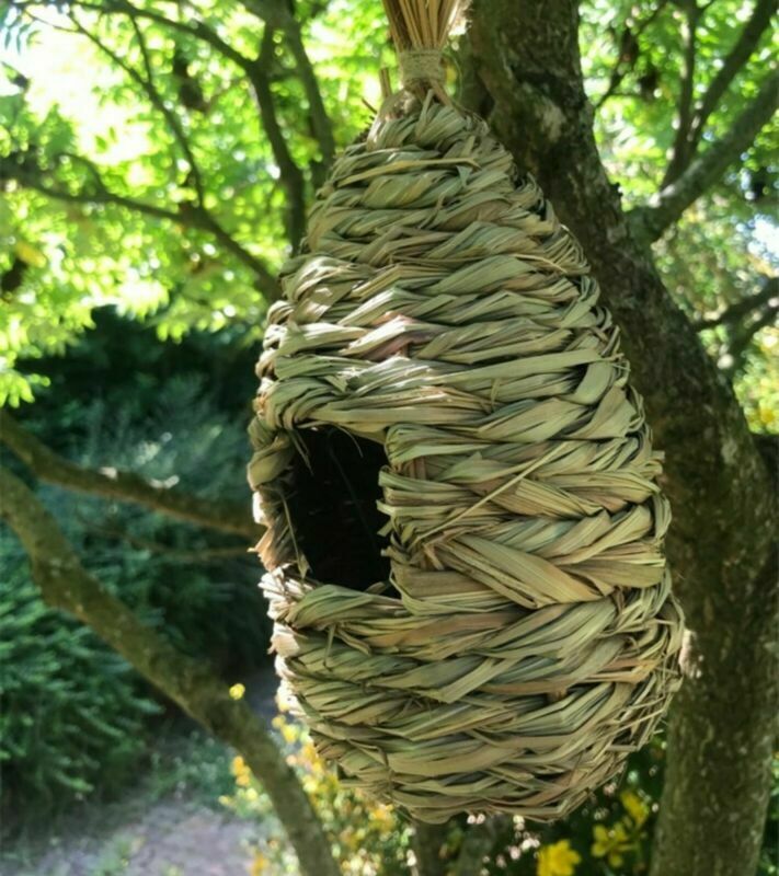 Birdhouse nest natural grass cage home yard decoration small