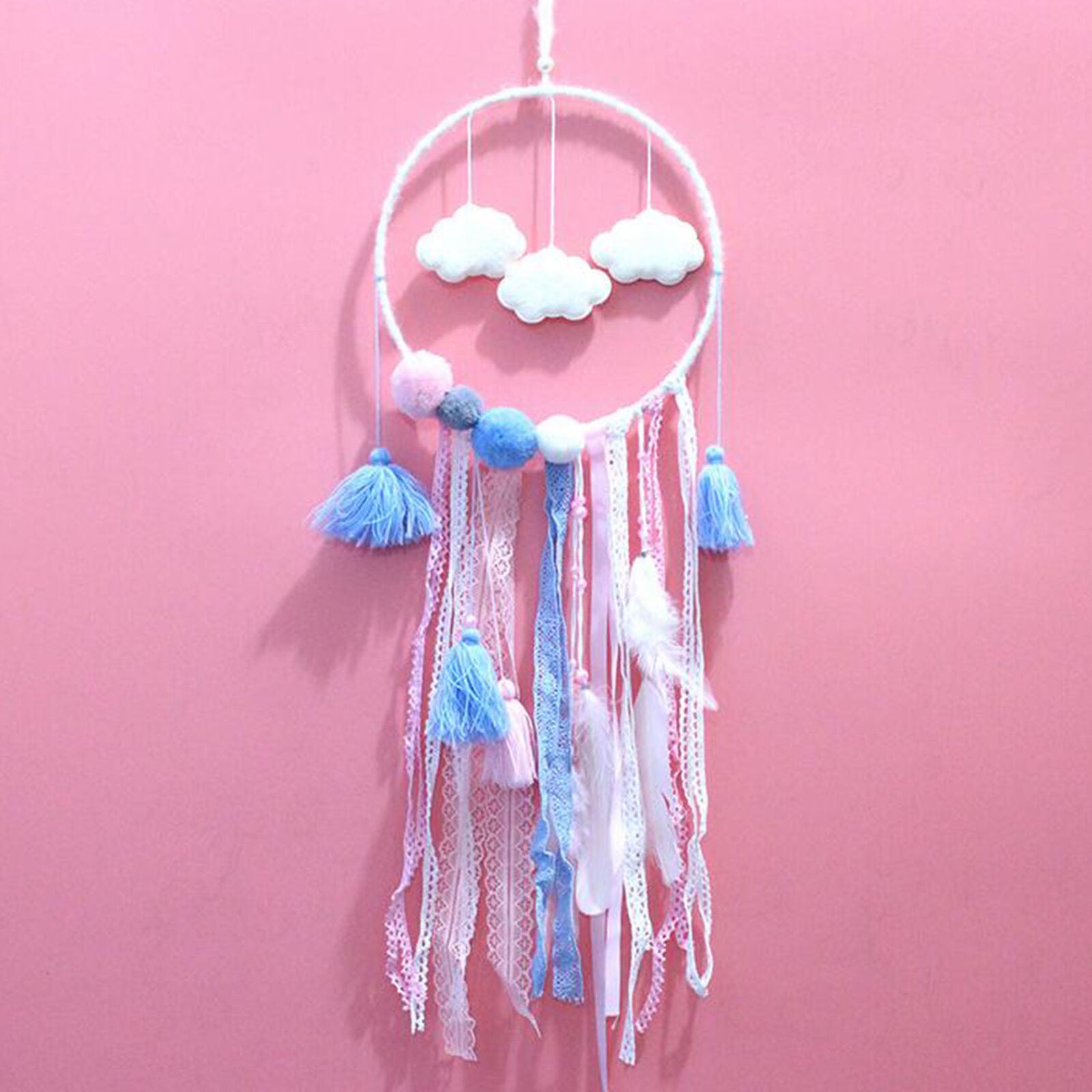 Pink Cloud LED Dream Catcher Baby Blue Pink Light up Room Decor Nursery Mobile