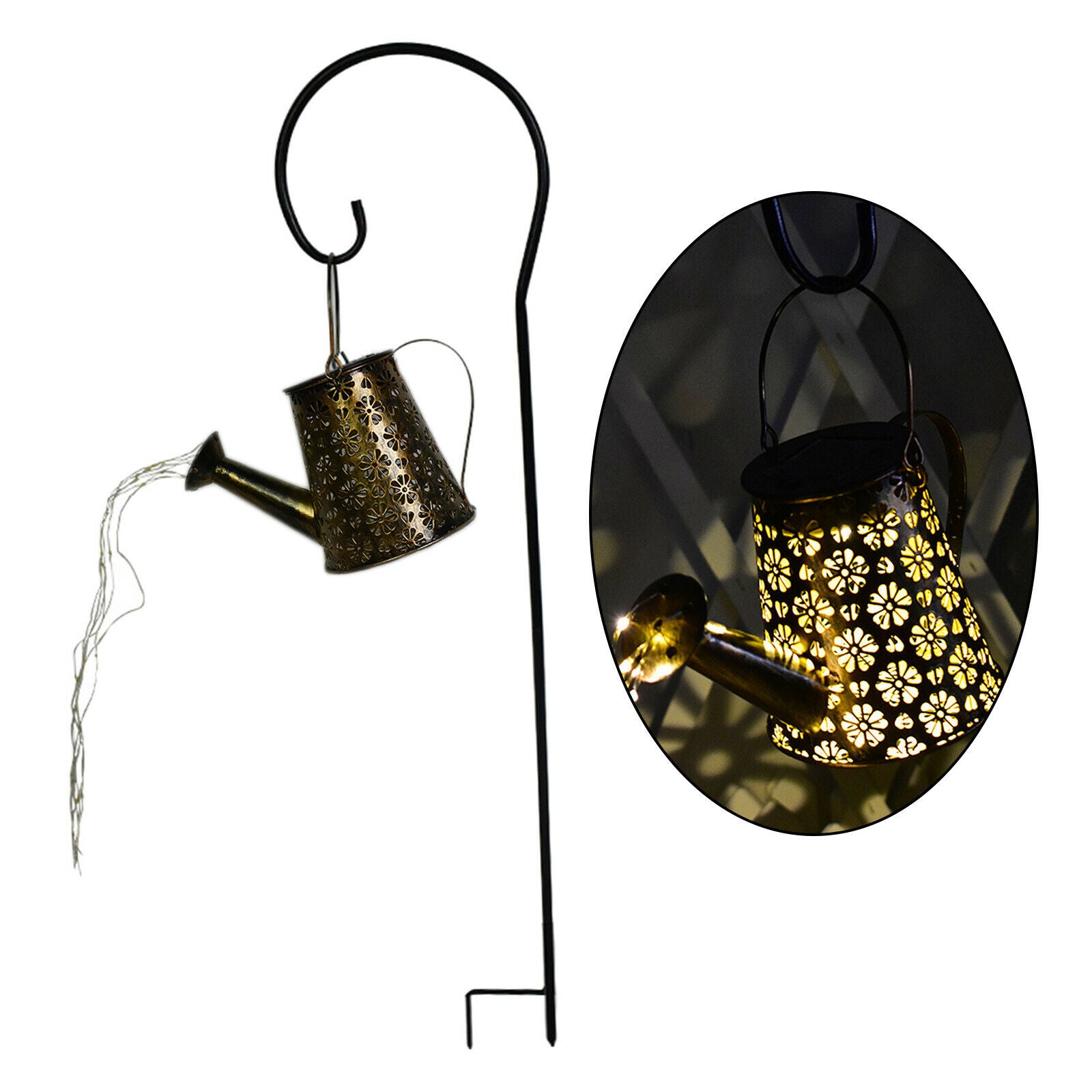 Vine Solar LED Watering Can Lights Waterproof Outdoor Garden Art String Lamp