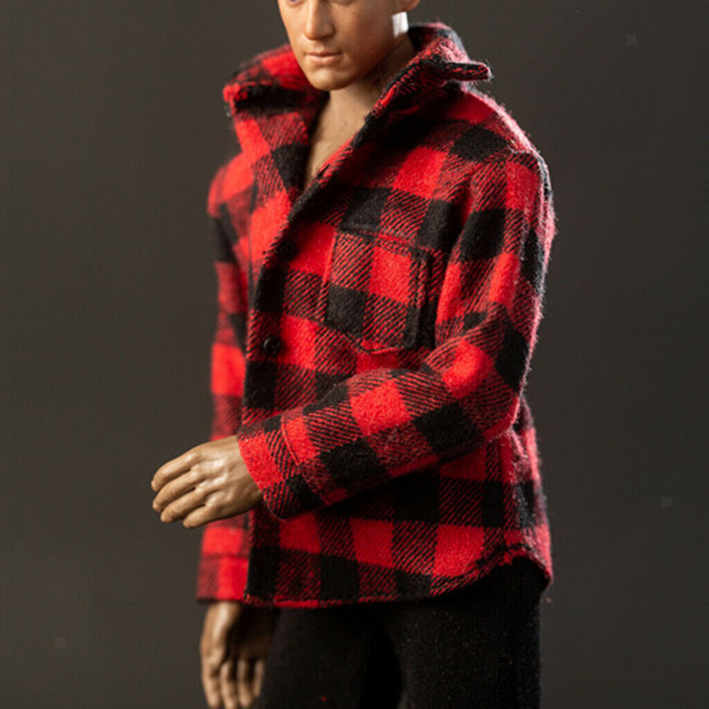 1:6 Scale Male Soldier Red Check Coat for Enterbay TC Action Figures Parts