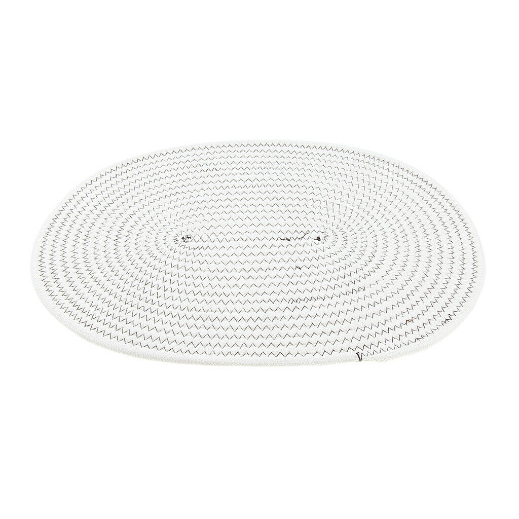 30*40cm Cotton Braided Round Table Placemat Thermal Insulation Mat White