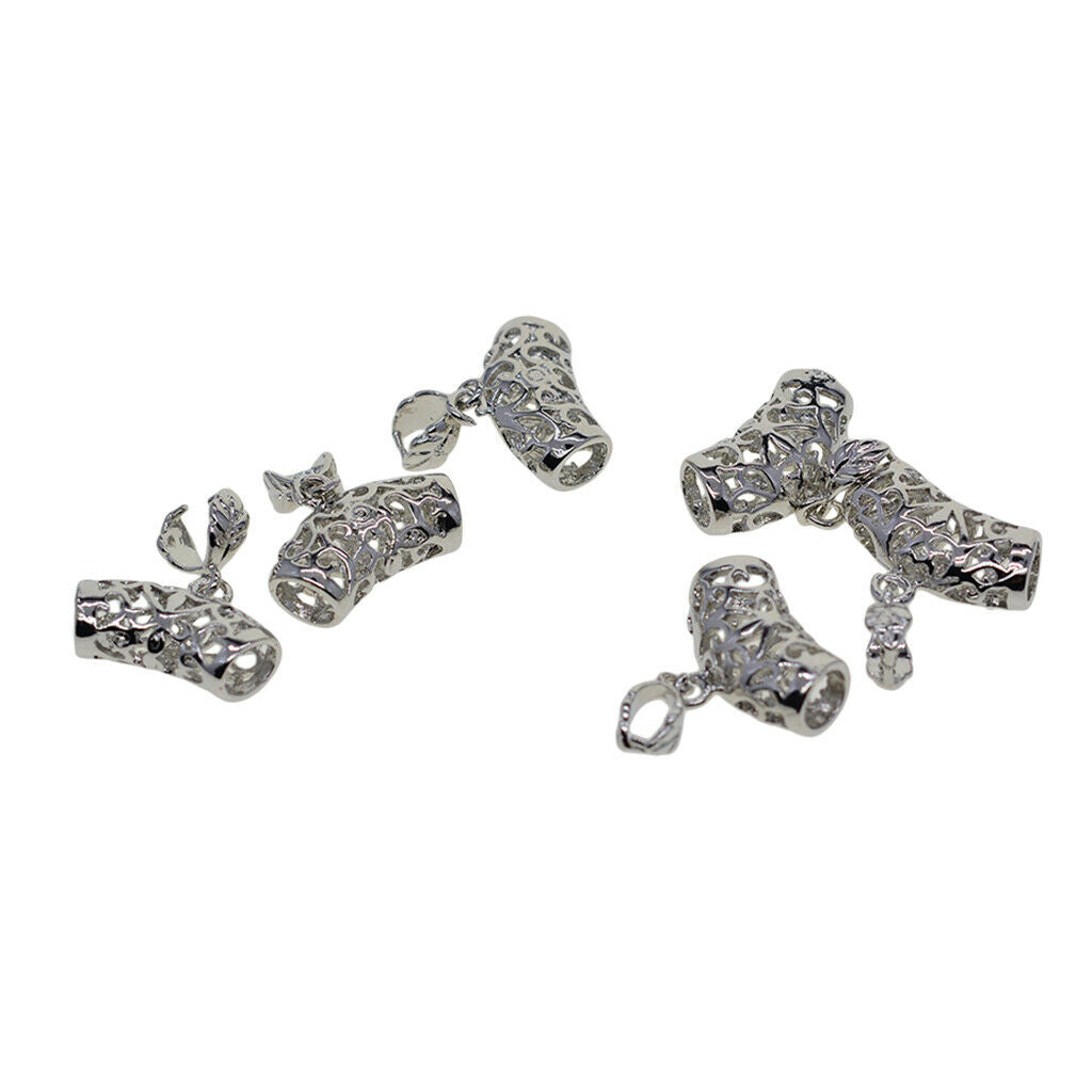 6pcs Leaf Pinch Bails Silvery Pendant Holder Bag Decor DIY Jewelry Making