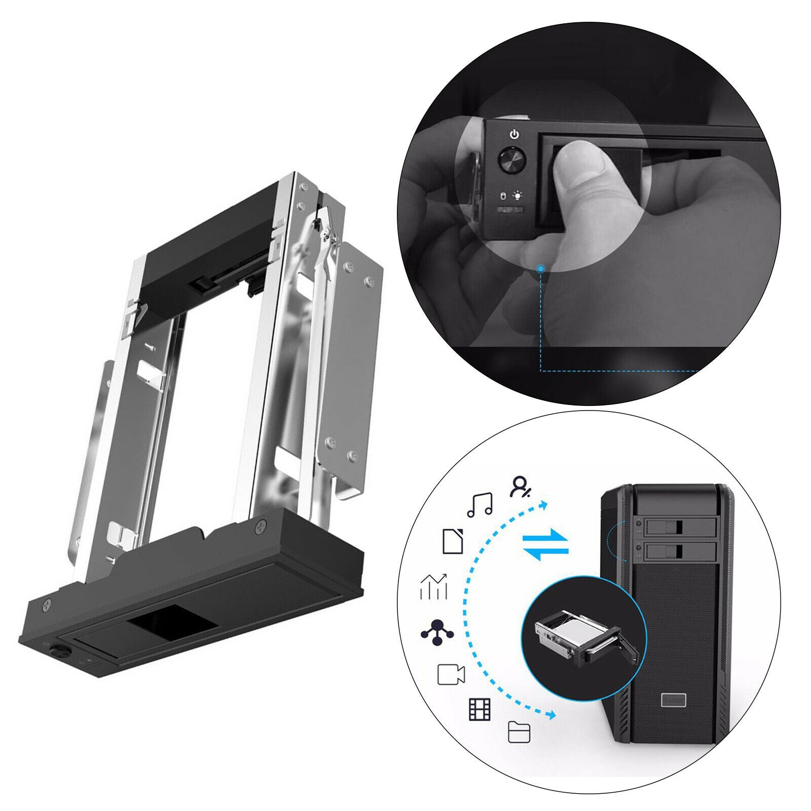 Hard Drive Caddy Tray Mounting Bracket 3.5" SATA HDD Frame Latch Design