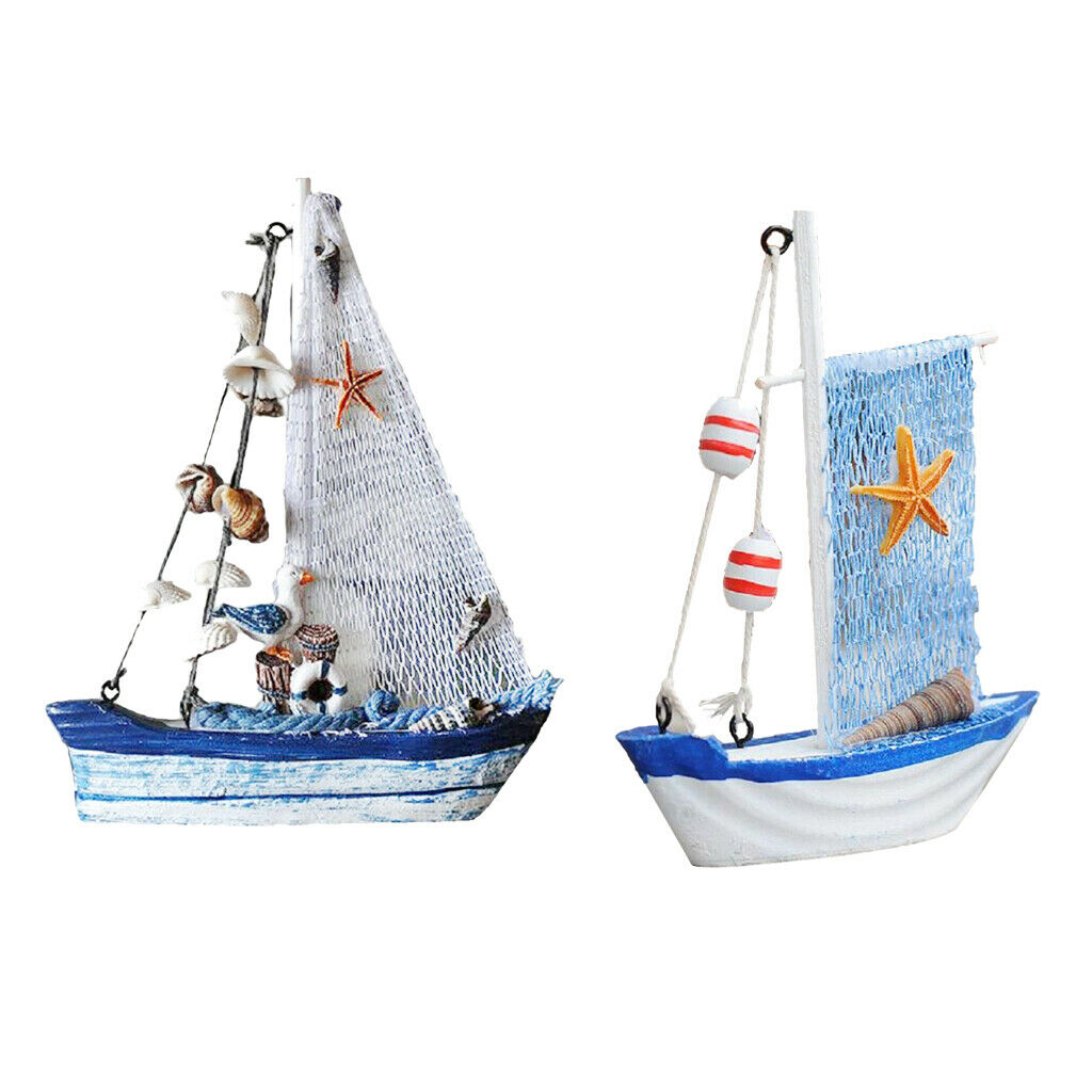 2Pieces Mediterranean Nautical Tropical Fishing Net Sailing Home Ornament