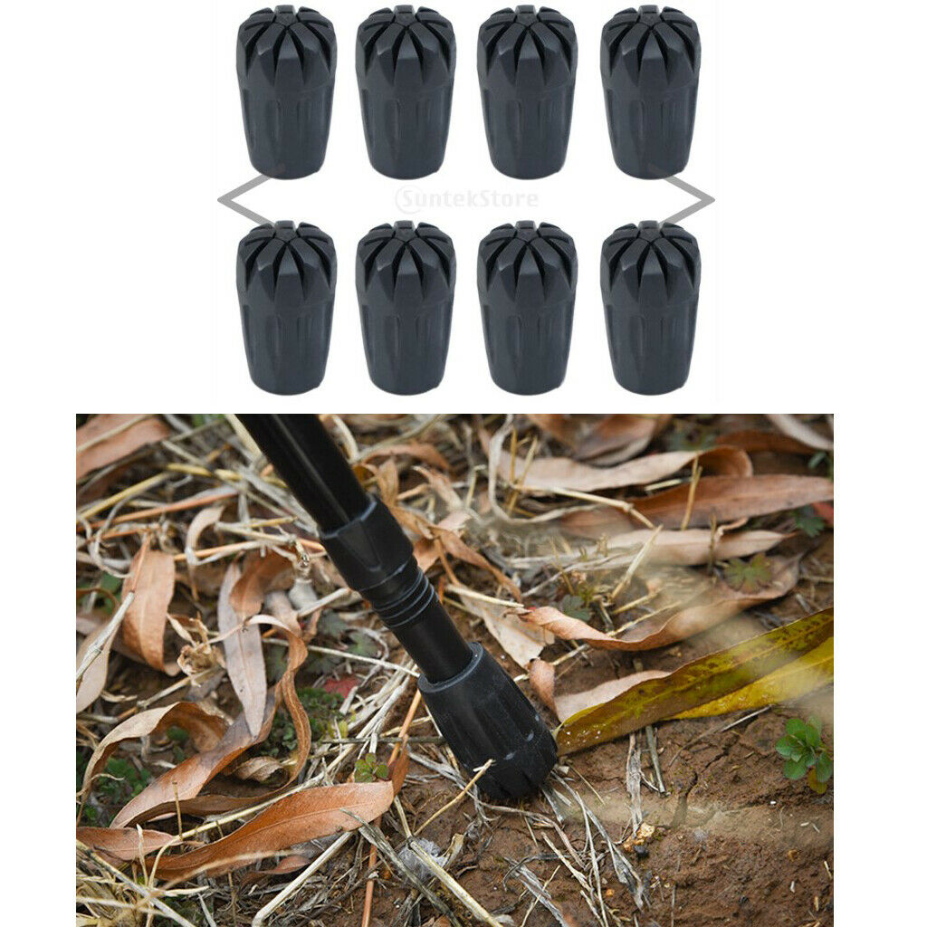 8 Packs Hiking Stick Tips Antislip Outdoor Pole   Replacement End Black