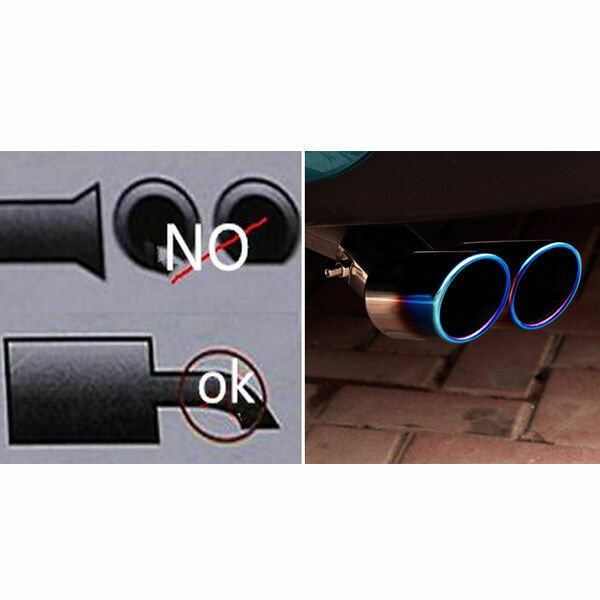 Universal Car Dual Pipe Exhaust Rear Tail Pipe Tip Stainless Steel Muffler 63mm