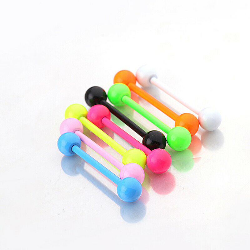 8Pcs Stainless Steel Piercing Tongue Ring Body Piercings Barbell Body Jew.l8