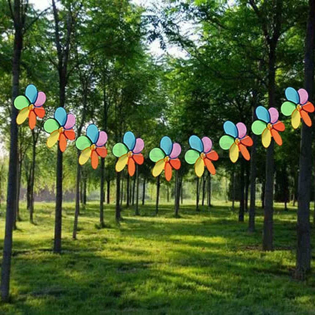 10m Fordable Rainbow Flower Windmill String Whirligig Wheels Garden Camping