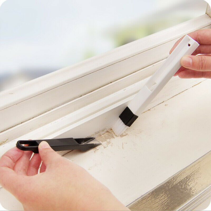 2IN1 Window Door Tracks Groove Clean Brush Dustpan Crevice Keyboard Bru.l8