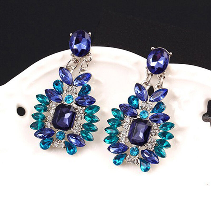 1Pair Luxury Women Crystal Rhinestone Big Dangle Drop Earrings Stud Jewelry B Qx