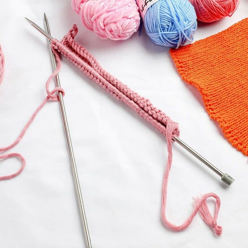 Knitting Needles, Straight Single Pointed Knitting Needles Kit, 22 Pcs MetalK2F5