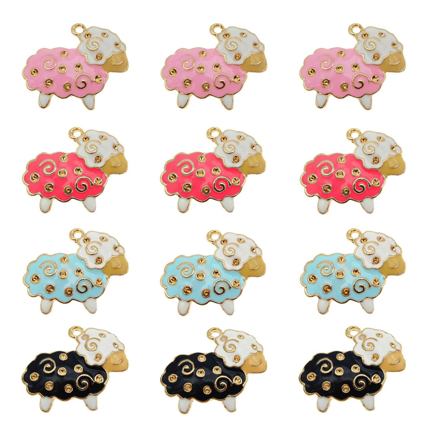 8PCS Assorted Mini Sheep Enamel Charm Animal Alloy Pendant Jewelry Craft 12x15MM