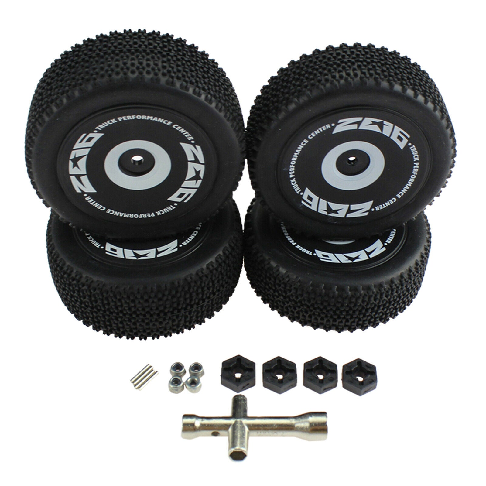 4PCS RC Car Rubber Front and Rear Wheel Rim Tires Bolt Screw Sleeve Accessories
