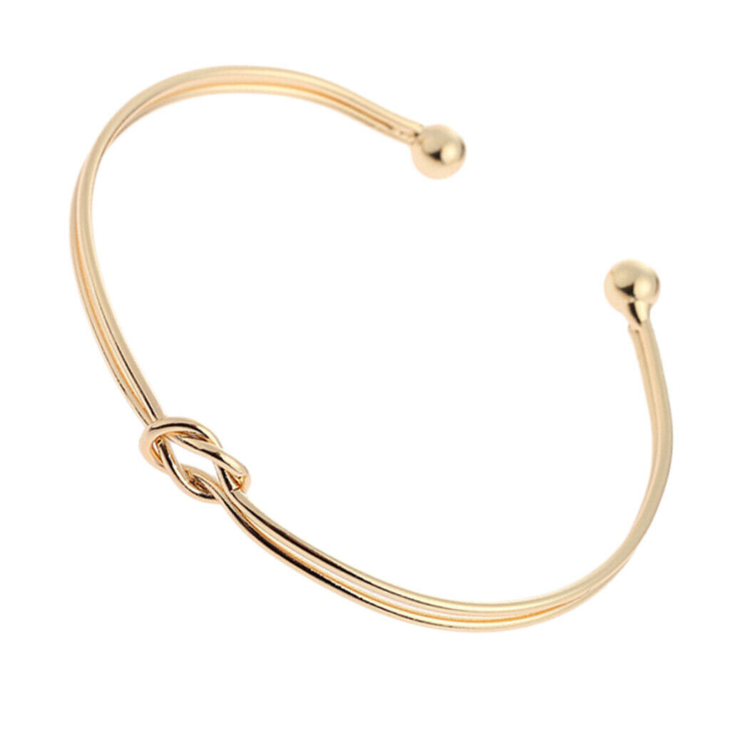 2x Double Wire Knotted Cuff Bangle Glitter Bracelet Wedding Party Jewelry