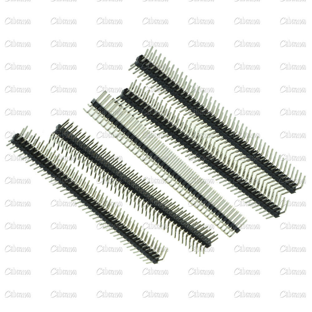 5PCS 2.54mm 2 x 40 Pin Male Double Row Right Angle Pin Header Strip