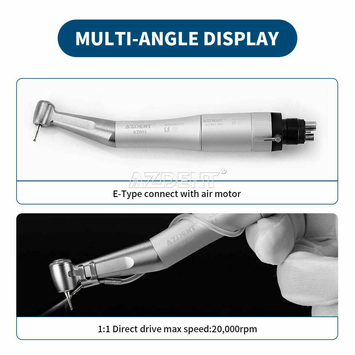 Dental Contra Angle Straight Air Motor Low Speed Handpiece Push Button 4Hole Set