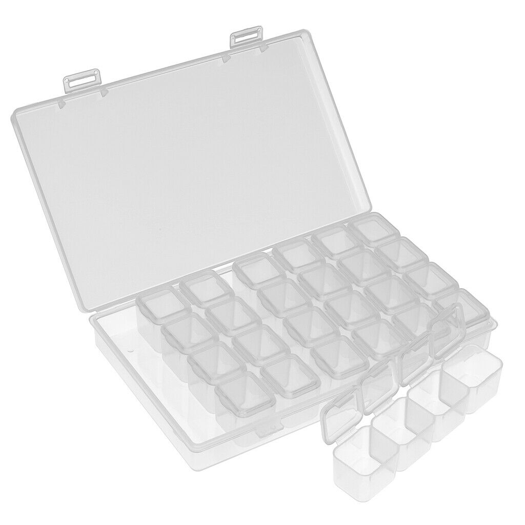 28 Grids Box Case Plastic Jewelry Storage Box Nail Art Tips