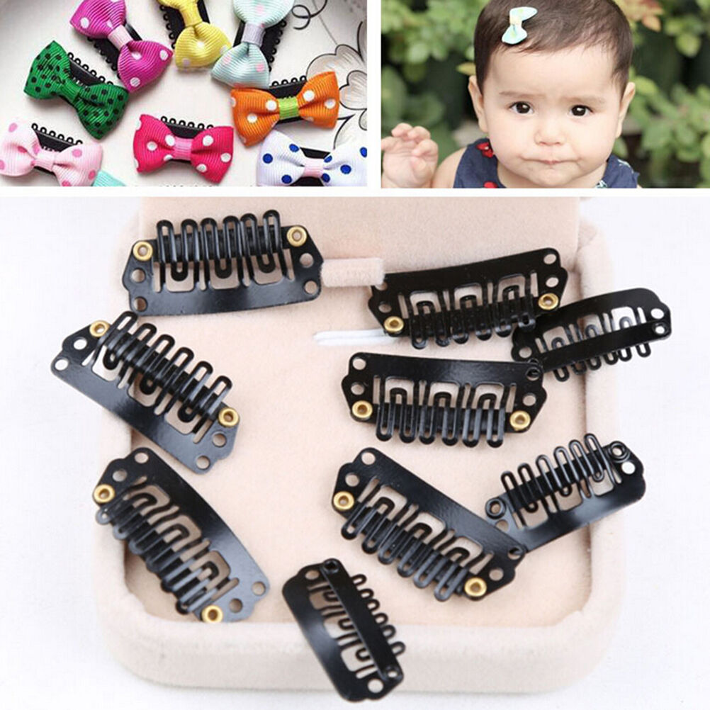 50X28mm Black U Shape Snap Metal Clips For Hair Extensions Weft Clip-on W.l8