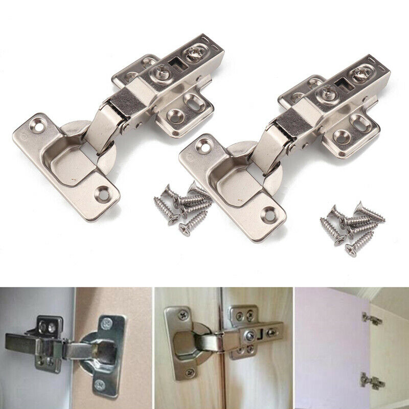 2PC RV Cabinet Cupboard Door Self Closing Half Overlay Concealed Hinges Hardware