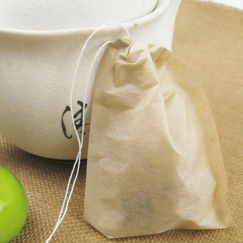 100X Empty Paper Tea Bags Filter Drawstring Teabags for Herb Loose Tea-`.J J SJ