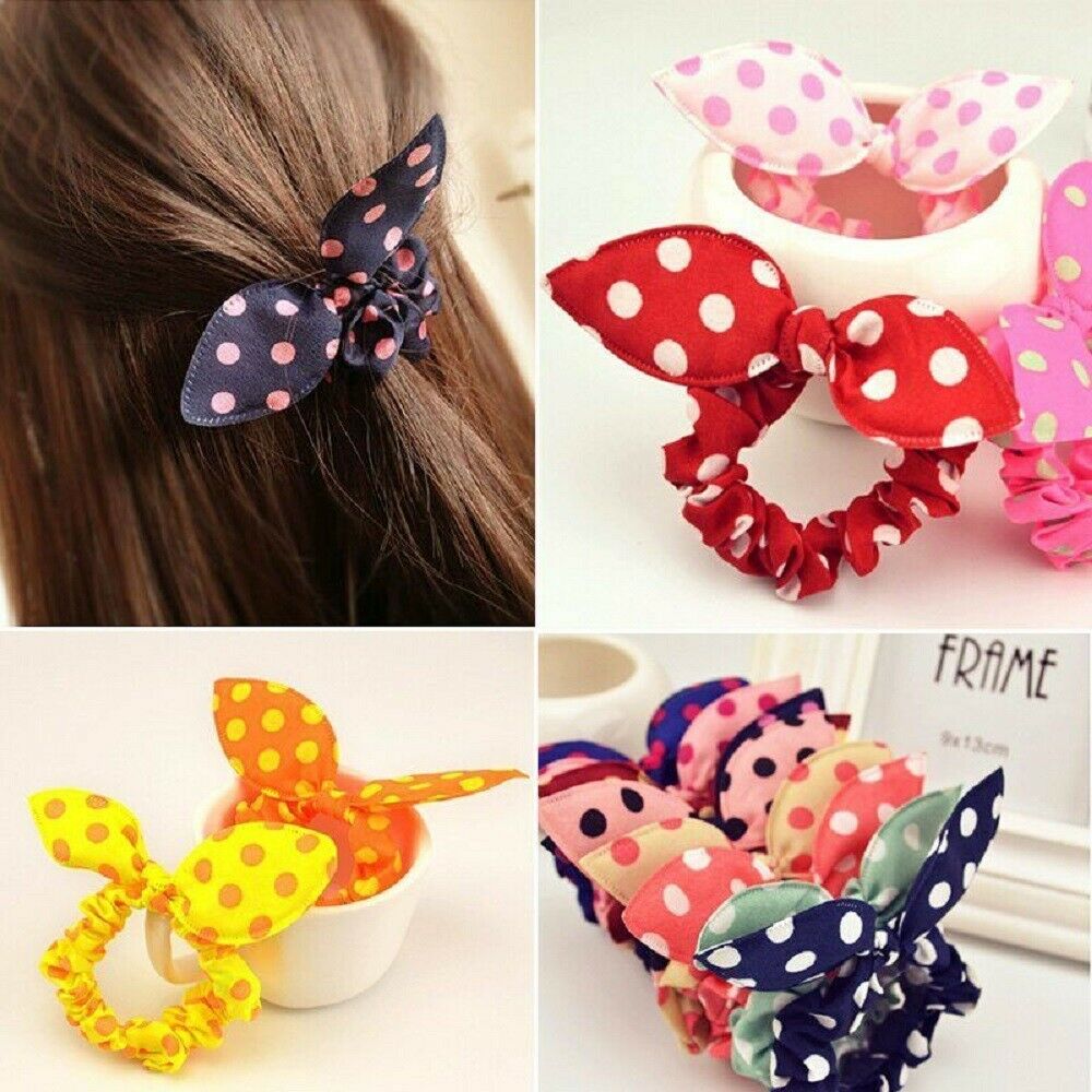 Lot 10 Elastic Women Girl Bow Knot Ponytail Hair Band Hair Rope Scrunchie Holder