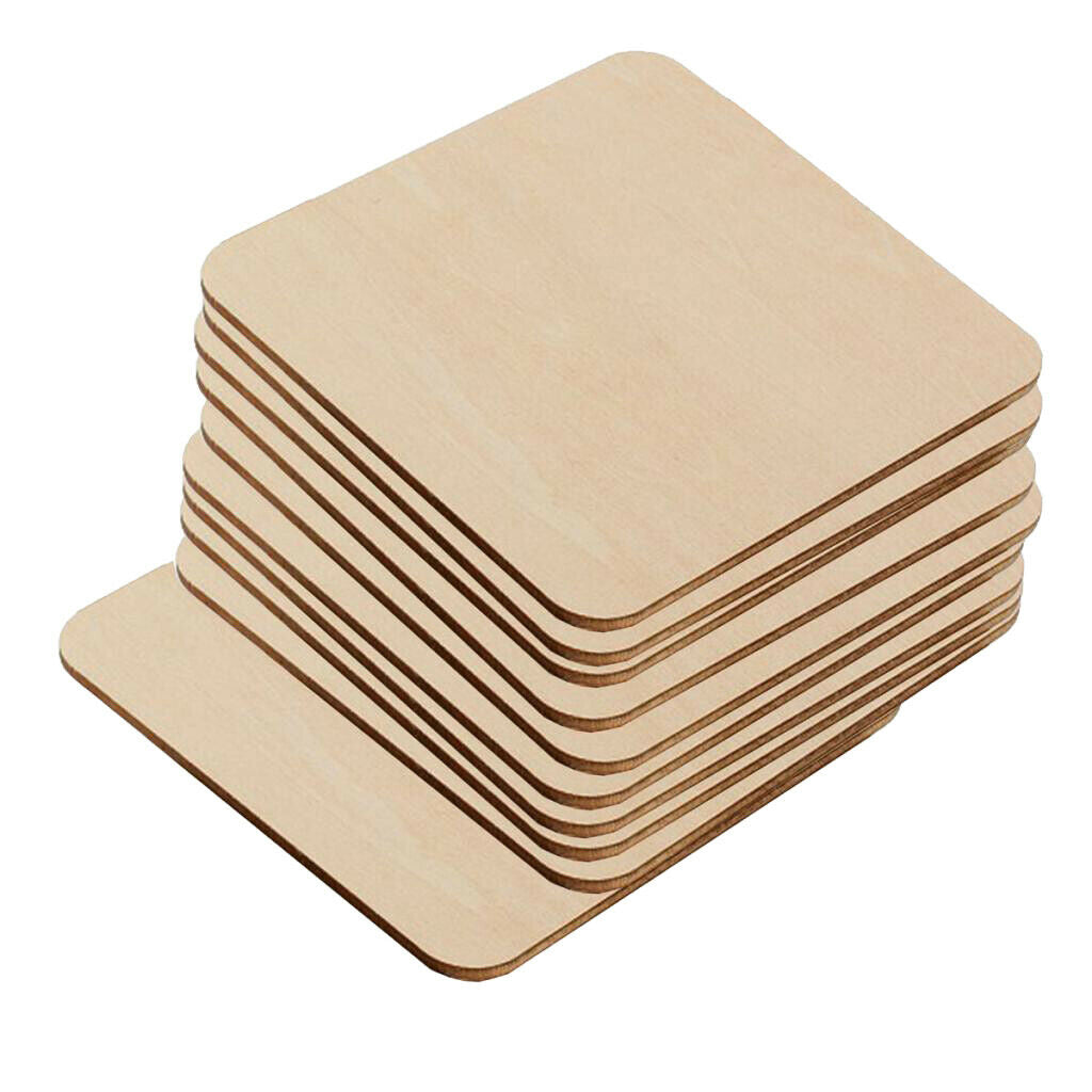 10 X Unfinished Wood Square Coaster Wooden Blank Cutouts for Crafts