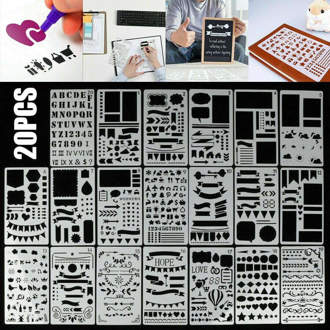 20pcs Bullet Journal Stencil Set Plastic Planner DIY Drawing Template Diary