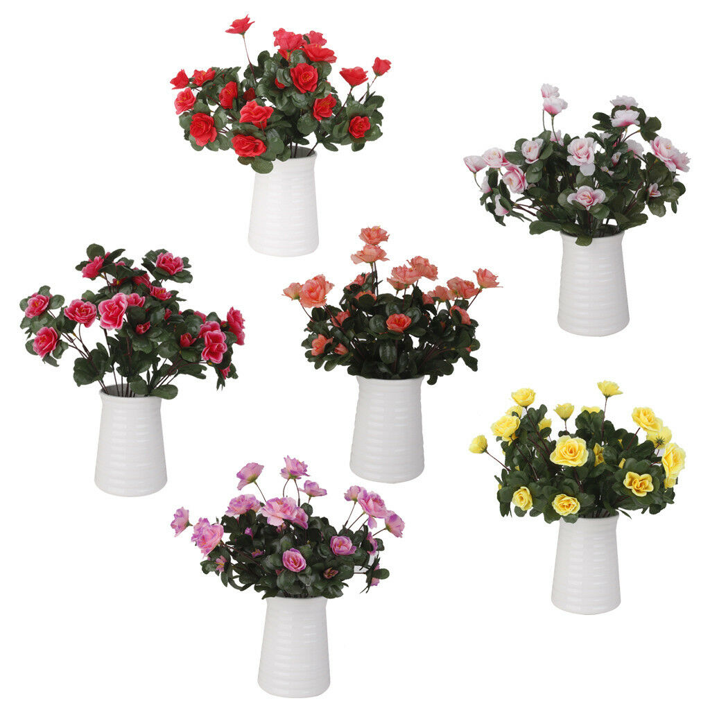 2 xArtificial False Azalea 18 Head Flowers Home Party Garden Decor Dark Pink