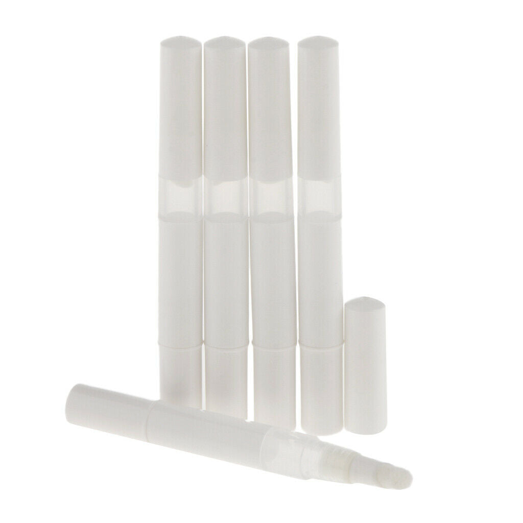 5pcs 3ml Empty Twist Pen Lip Gloss Nail Polish Eyelashes Tubes with Brush White