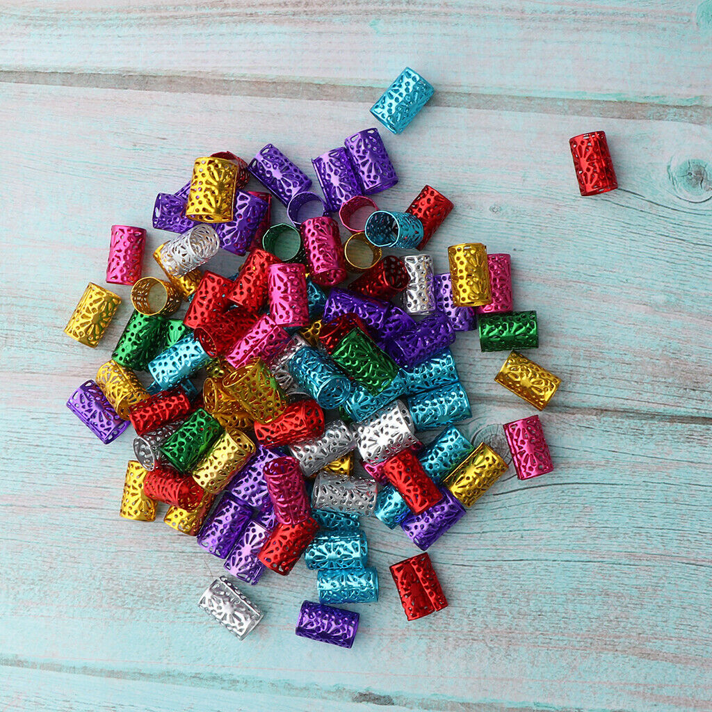 100x Hair Cuffs Aluminum Dreadlock Beads Bulk DIY Hairstyle Braids Ponytail