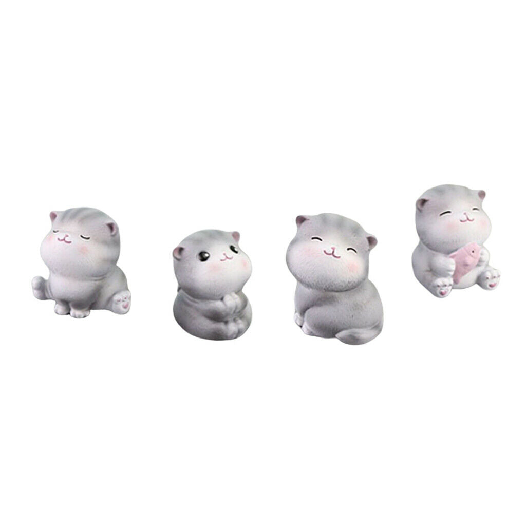 4pcs/Set Cat Furnishings Lovely Decorative Ornament for Desktop Living Room