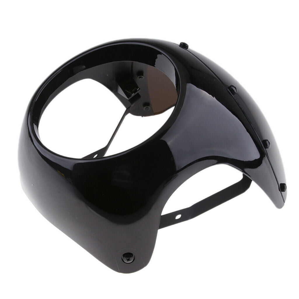 7" Motorcycle Universal Retro Headlight Fairing Wind Screen For Cafe Racer Black