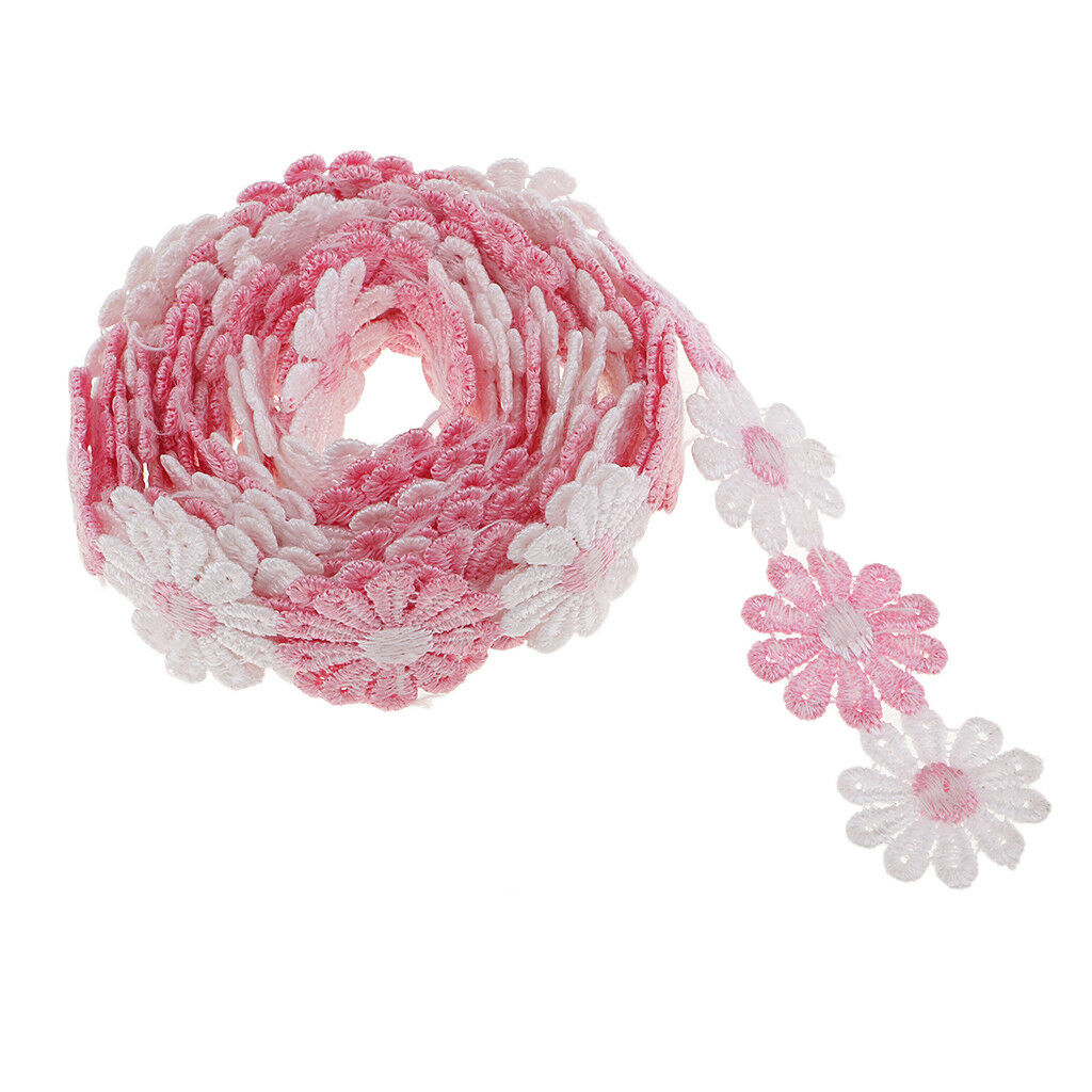 6Yd Flower Crochet Lace Trim Ribbon Embroidered Appliques Sewing Dressmaking