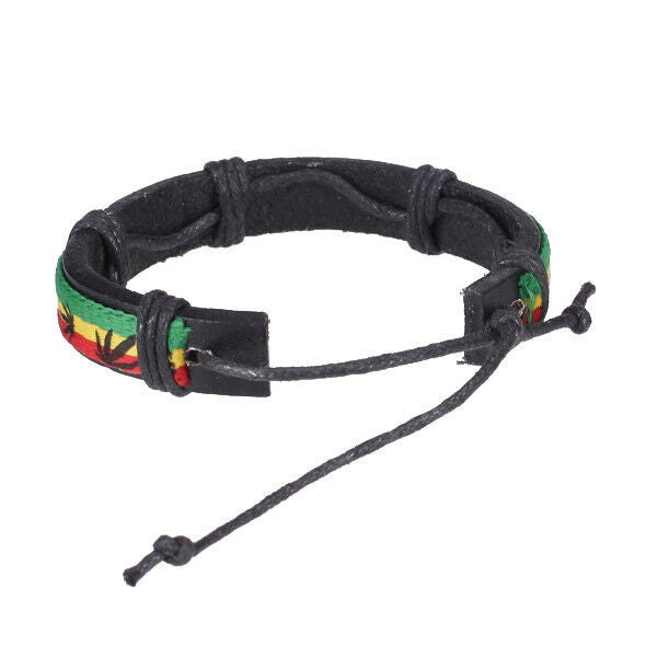 Mens Reggae Hiphop Surfer Tribal Woven Charm Bracelet Wristband Punk Bangle
