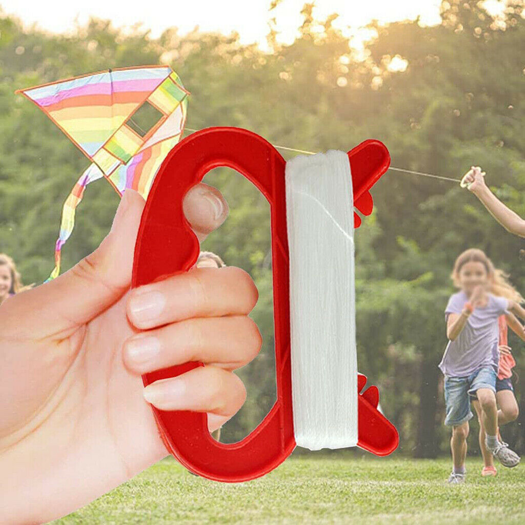 10Pcs D Shape Kite Handle with Line 98 ft Kite String Reel Outdoor Sports