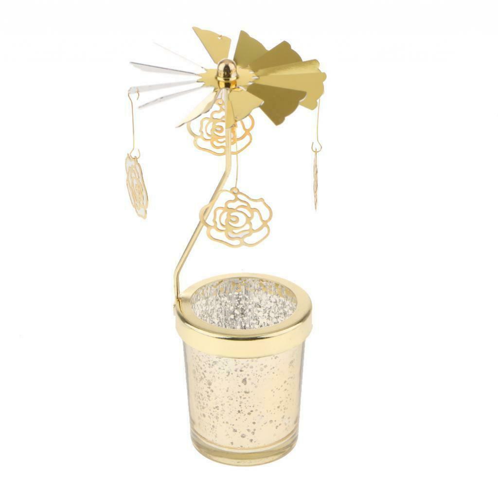 Romantic Rotating Candle Holder Stand Spining Tealight Candlestick Rose