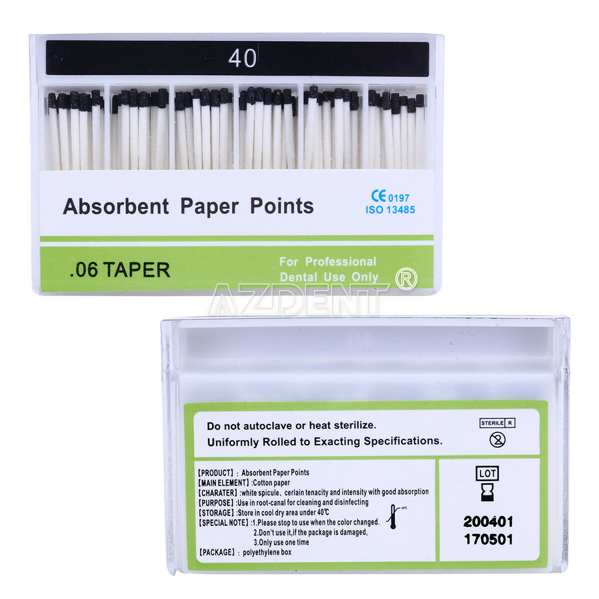 10X Dental Root Endodontics Absorbent Paper Points Taper 0.06 40# 100pcs/pack