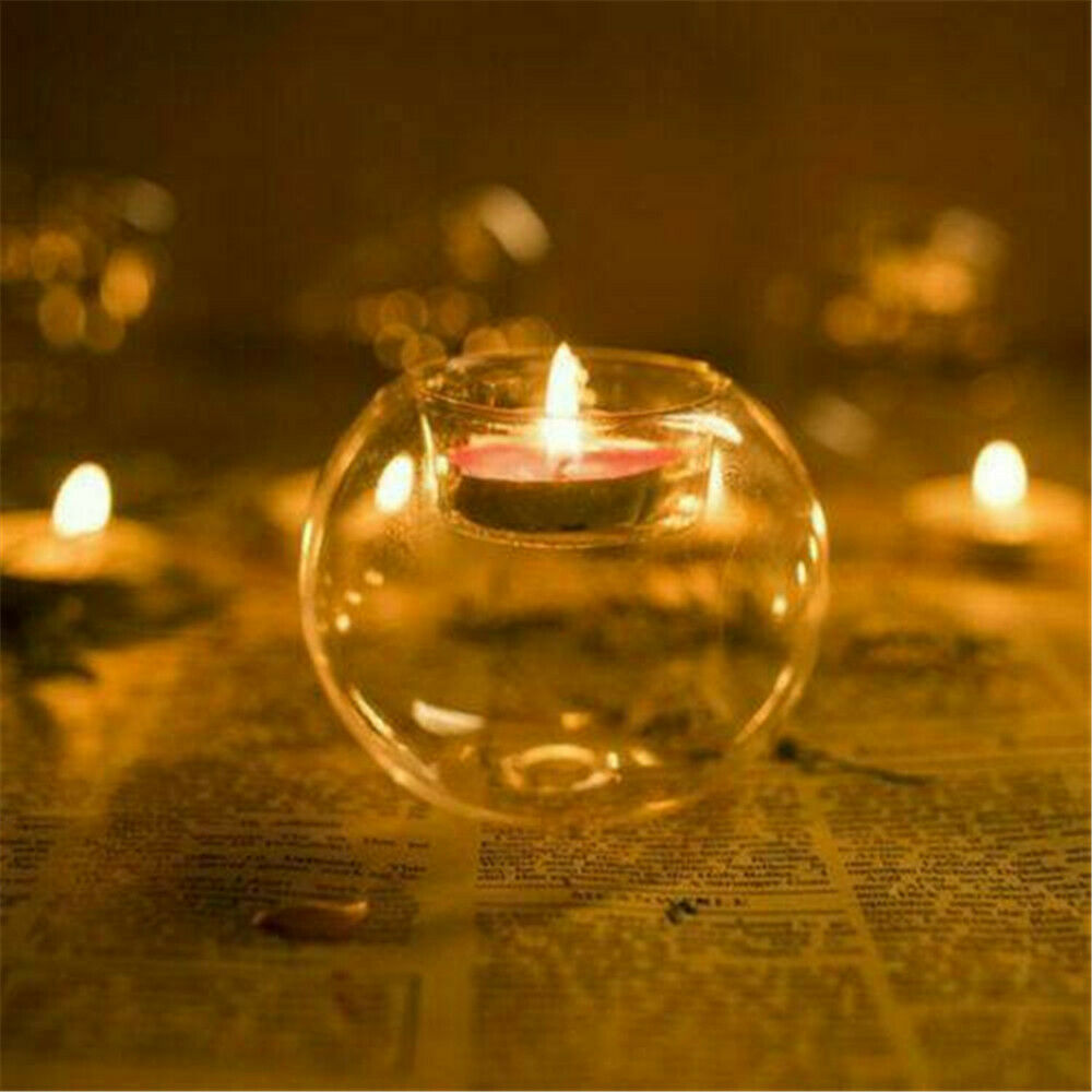 Glass Bauble Candle Holder Ball Shape Tea Light Candlestick Wedding Decor UK