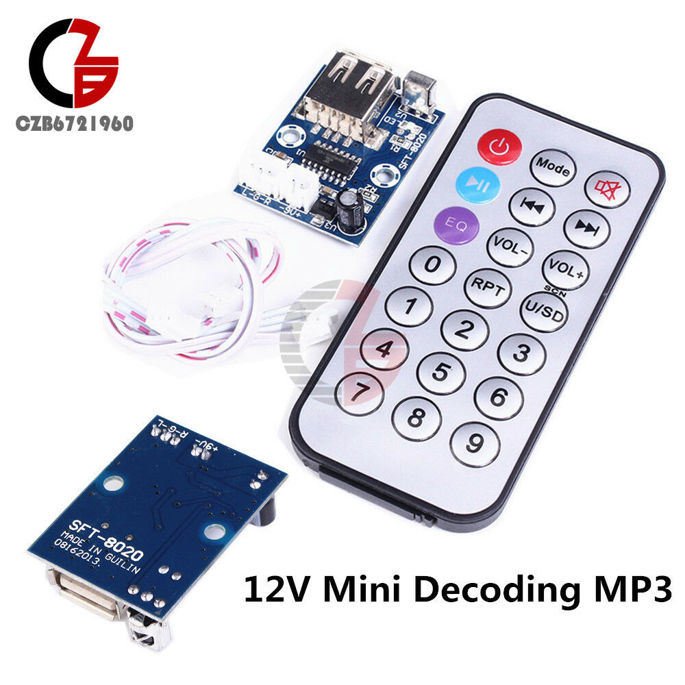 Mini MP3 Decoding Module WAV Decoder Board 6~12V Dual Channel for Audio Player