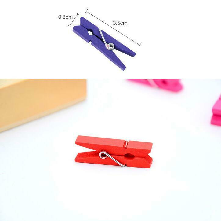 40X DIY Multicolor Wooden Clothe Photo Paper Peg Clothespin Craft Clips 35mm