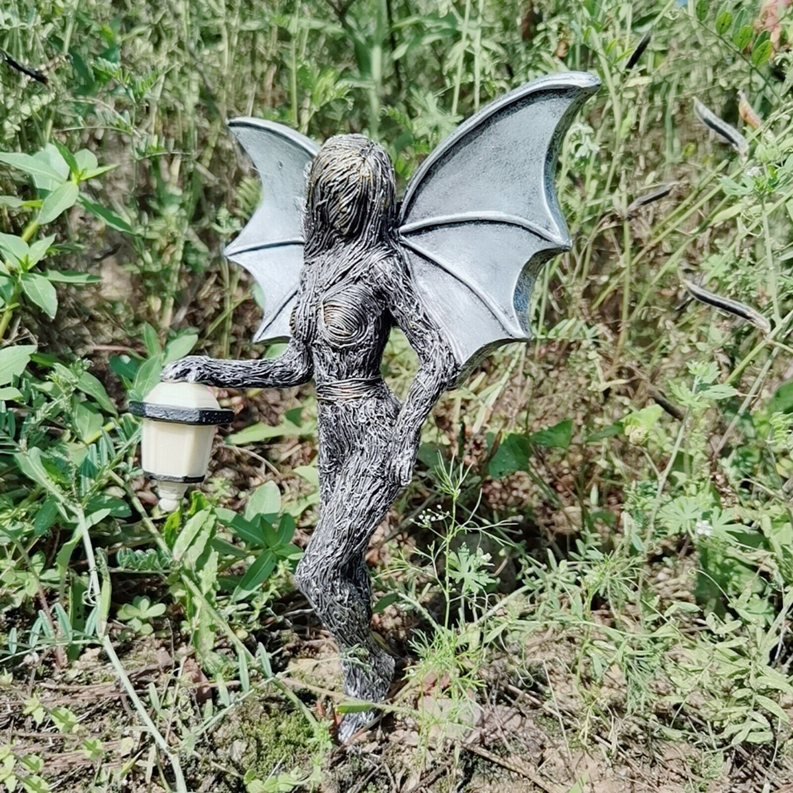 Garden Decor Angle Flower Fairy Statue Patio Sculpture Yard Lawn Decoration