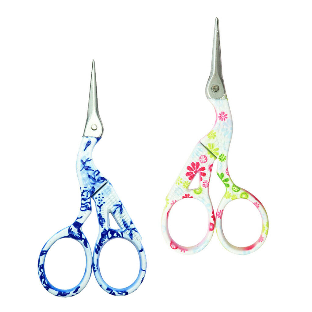 2Pcs Tailor Sewing Embroidery Steel Craft Scissors Crane Bird Shape Gifts
