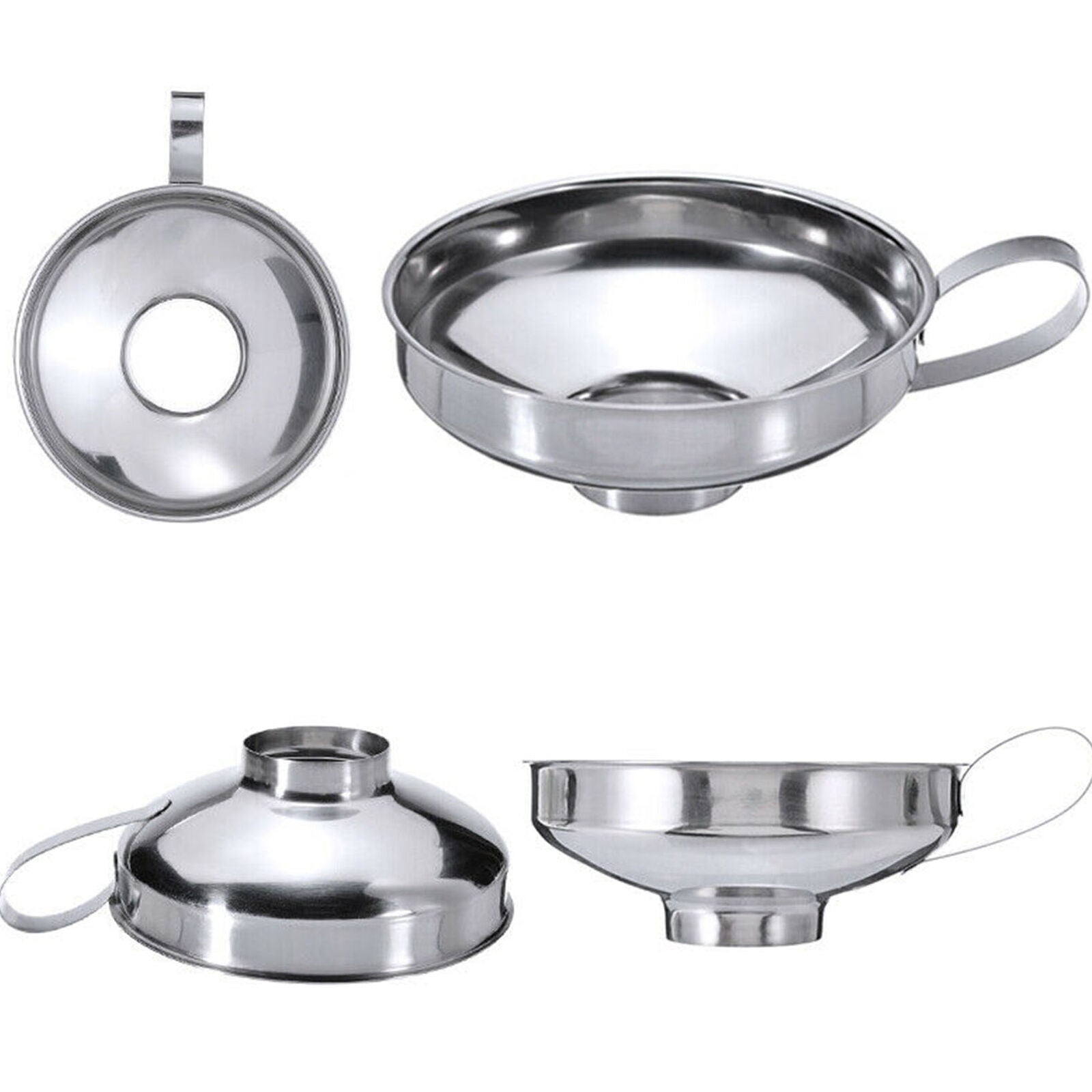 Stainless Steel Wide Mouth Funnel Canning Hopper Filter Food Pickles Jam
