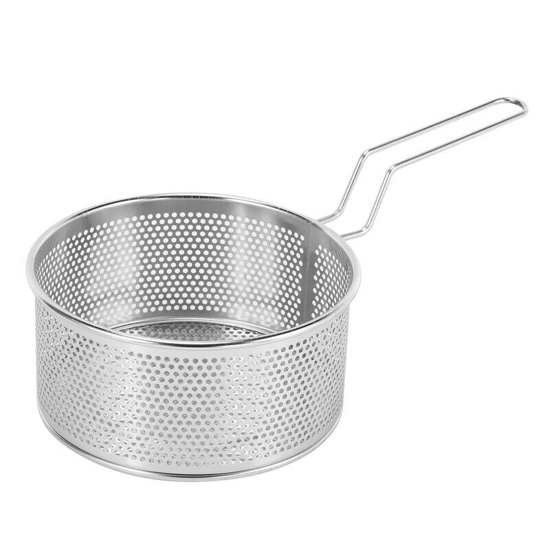 304 Stainless Steel Hot Frying Fried Basket Frying Pan Filter Food Colander OiZ4