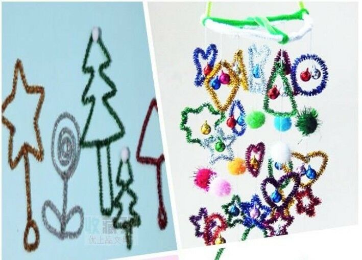 DIY 50PCS Chenille Craft Stems Tinsel Pipe Cleaners Assorted Colours 30cm x 6mm