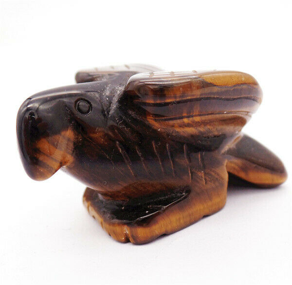 50x30x26mm Natural Tiger Eye Gem Carved Eagle Decoration Statue Decor HH8076