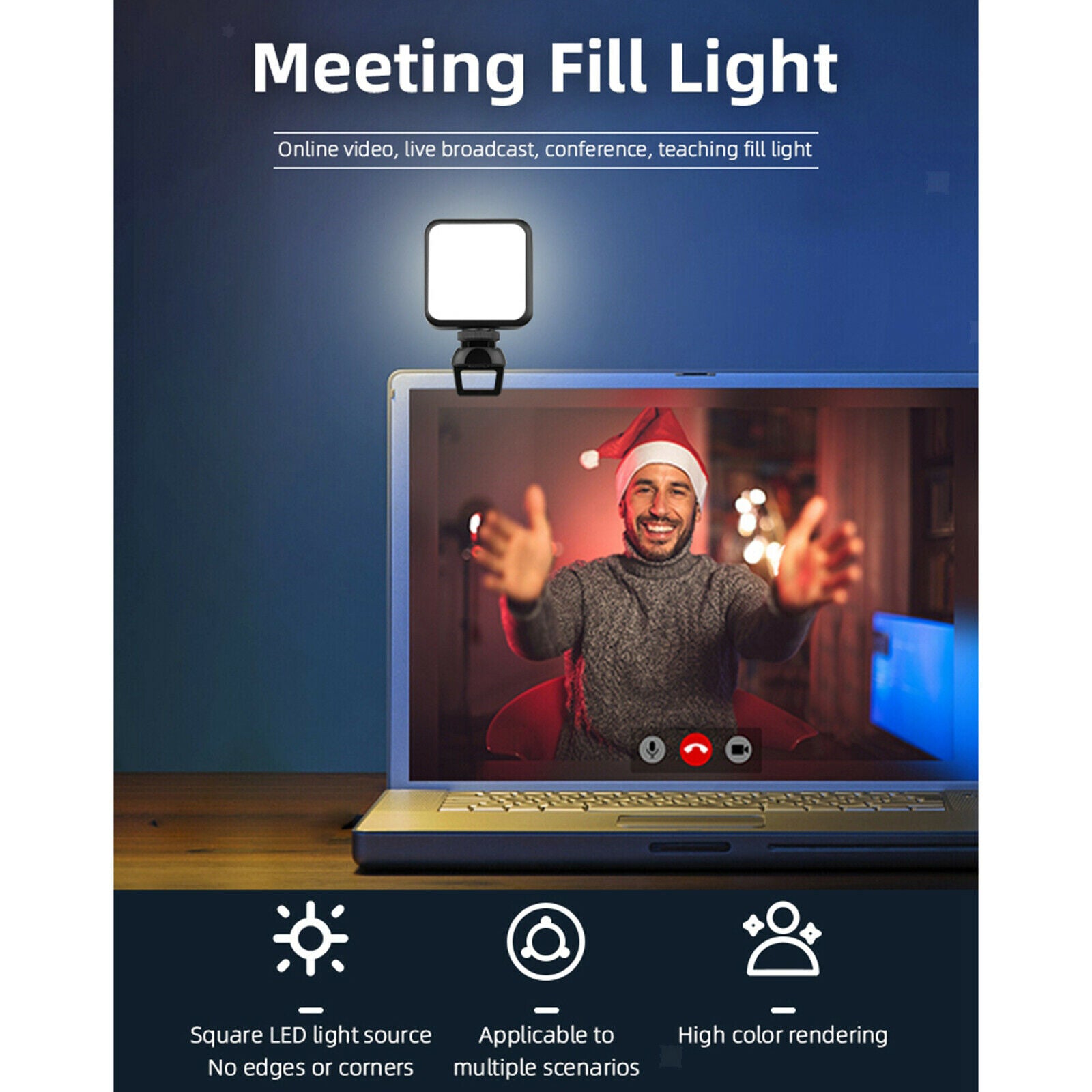 Portable Webcam Fill Light 49 Beads Lamp Lighting Kit with Clip for Remote Job