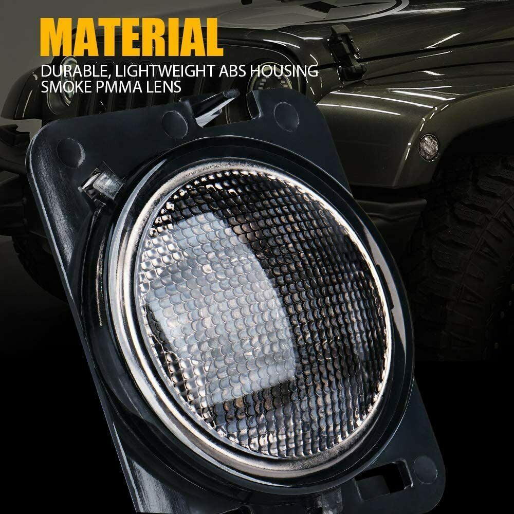 For 07-18 Jeep Wrangler JK Sport Front Fender LED Side Marker Lights Clear Lens